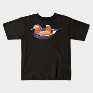 Nice Artwork showing a swimming Mandarin Duck I Kids T-Shirt